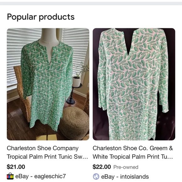 NWT Charleston Shoe Tropical Palm Print Tunic - Picture 3 of 9